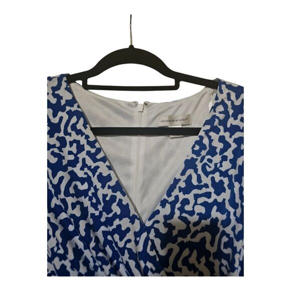 CHRISTOPHER & BANKS Blue White Printed Midi Ruched Waist Dress - Size XL - Picture 5 of 12